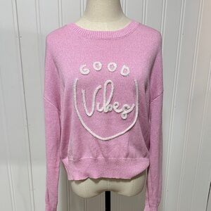 Le Lis Pink Good Vibes Crewneck Sweater Size M Medium